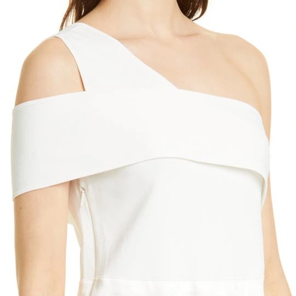 ✨TED BAKER✨ Ivena Asymmetric Knit Bodice Midi Dress - White - Picture 4 of 10